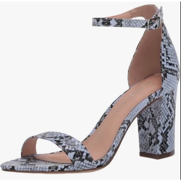 Madden Girl Strappy Dress Shoes Beella Snake Print Block Heel Size 10 - Picture 1 of 12
